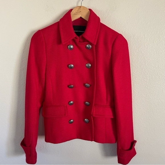 Club Monaco Red Double Breasted Military Wool Blend Blazer Jacket Red Size Small - Picture 1 of 12